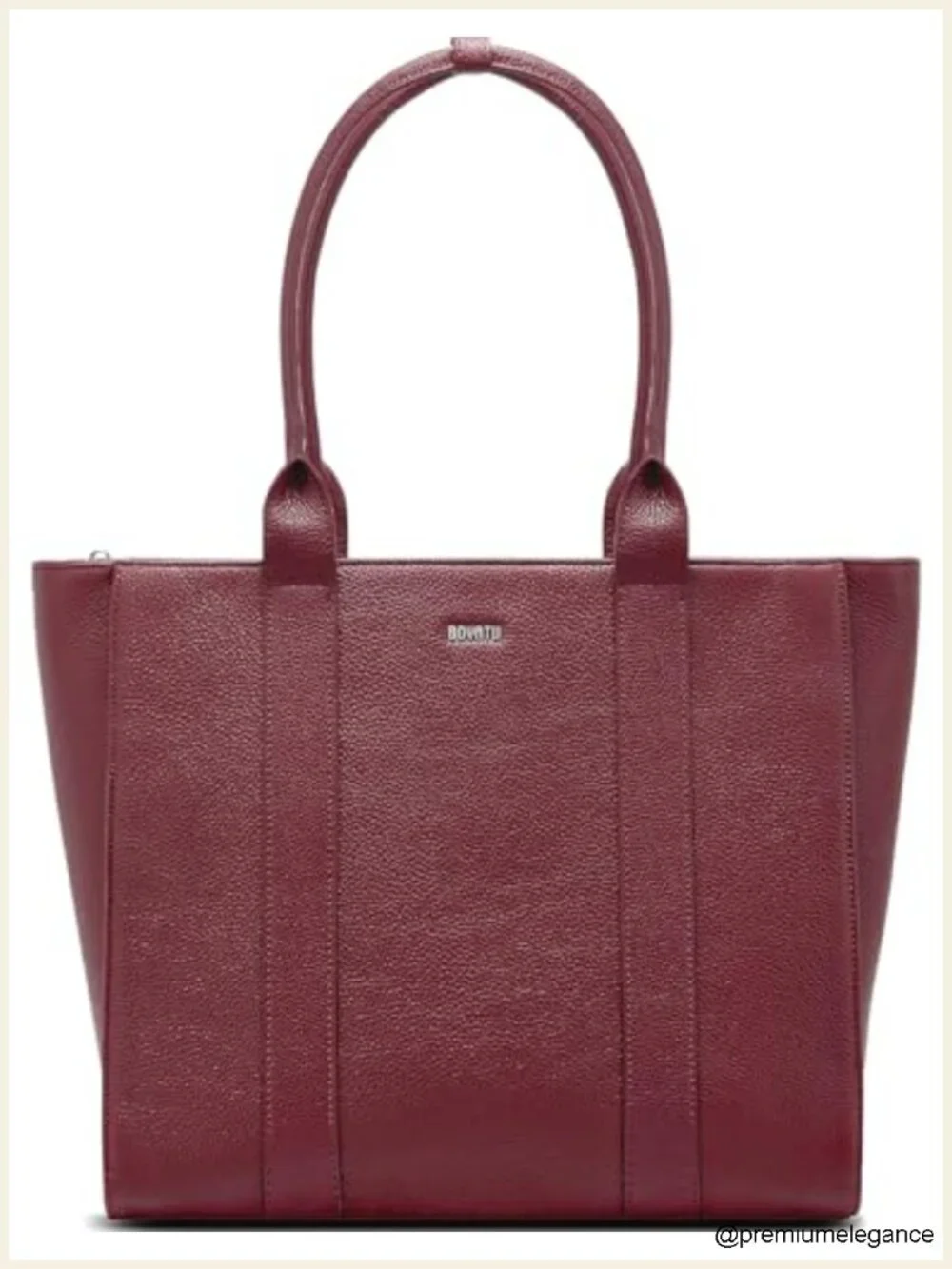 Full-Grain Pebbled Genuine Leather Work Tote, 15.6